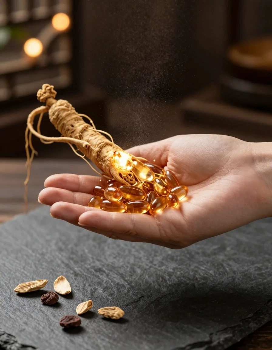 Energy support capsules with ginseng and maca